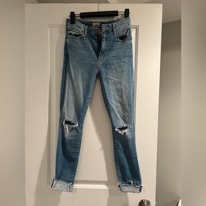 BARELY WORN Mother cuffed, ripped skinny jeans. Size 26